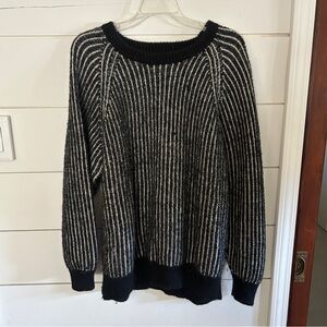 Cienne NY Alpaca Wool Knit Sweater Vertical Striped Black White size Medium